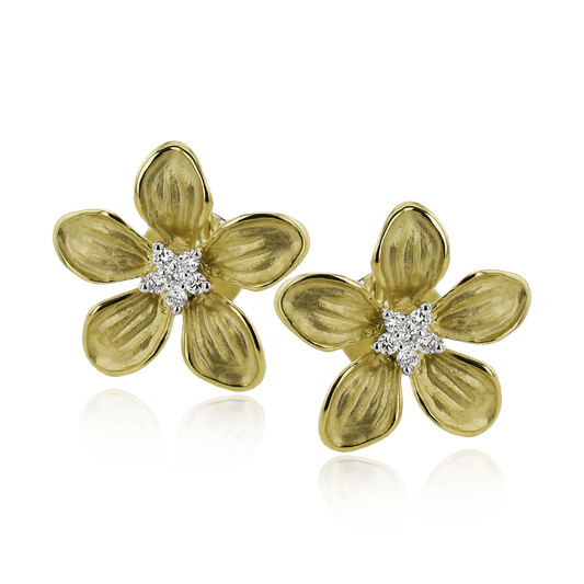 Flower Stud Earrings in 18k Gold with Diamonds LE2319 WHITE 18K X 2T