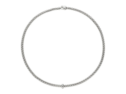 Fope Solo 18ct White Gold 0.01ct Diamond 43cm Necklace 62306CX_BB_B_XBX_043