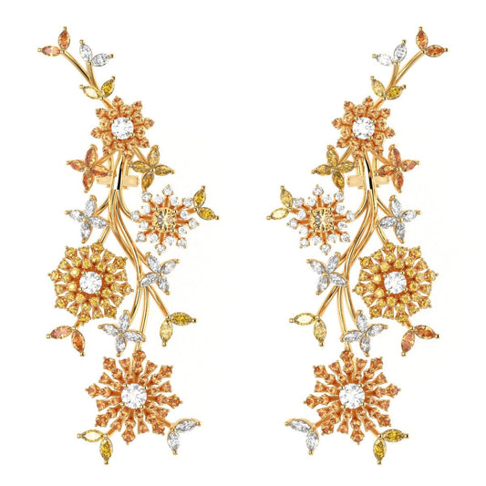 Garden Drop Earrings in 18k Gold with Diamonds & Sapphires LE4820_WHITE_18K_X_YELLOW