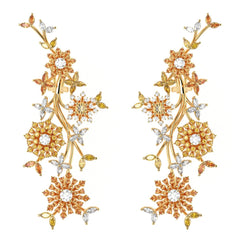 Garden Drop Earrings in 18k Gold with Diamonds & Sapphires LE4820_WHITE_18K_X_YELLOW