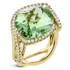 Green Tourmaline Color Ring in 18k Gold with Diamonds 751204