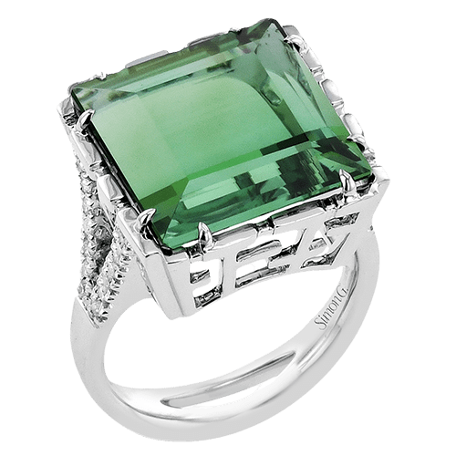 Green Tourmaline Ring In 18k Gold With Diamonds LP4962 WHITE 18K X WHITE