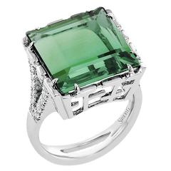 Green Tourmaline Ring In 18k Gold With Diamonds LP4962 WHITE 18K X WHITE