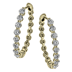 Harmonie Hoop Earrings in 18k Gold with Diamonds LE4547_WHITE_18K_X