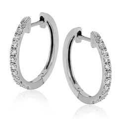 Hoop Earrings in 18K Gold with Diamonds ER359 WHITE 18K X