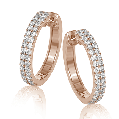 Hoop Earrings in 18K Gold with Diamonds ER371-R_WHITE_18K_X_ROSE