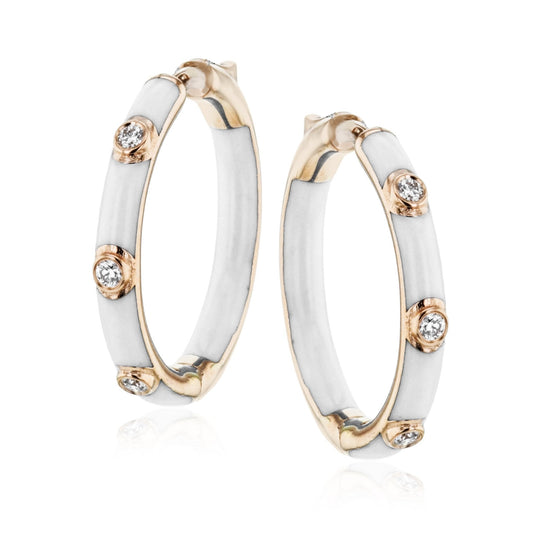 Hoop Earrings in 18k Gold with Diamonds LE4594 WHITE 18K X