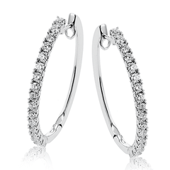 Hoop Earrings in 18k Gold with Diamonds LE4648 WHITE 18K X