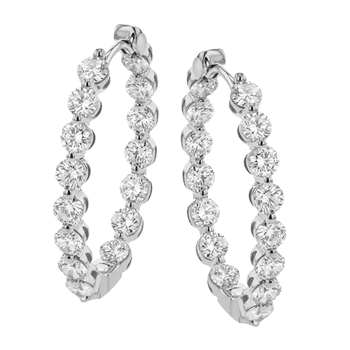 Hoop Earrings in 18K Gold with Diamonds LE4681_WHITE_18K_X_WHITE