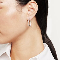 Hoop Earrings in 18K Gold with Diamonds LE4681_WHITE_18K_X_WHITE