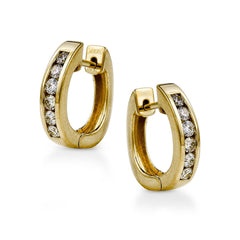 Huggie Hoop Earrings in 18k Gold with Diamonds ER152_WHITE_18K_X