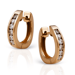 Huggie Hoop Earrings in 18k Gold with Diamonds ER152_WHITE_18K_X