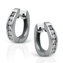 Huggie Hoop Earrings in 18k Gold with Diamonds ER152_WHITE_18K_X