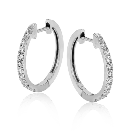 Huggie Hoop Earrings in 18k Gold with Diamonds ER369 WHITE 18K X