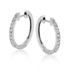 Huggie Hoop Earrings in 18k Gold with Diamonds ER369 WHITE 18K X