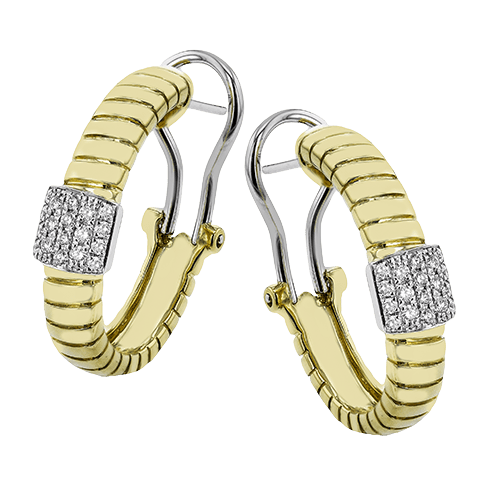 Huggie Hoop Earrings in 18K Gold with Diamonds LE4614_WHITE_18K_X_2T