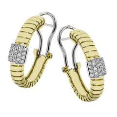 Huggie Hoop Earrings in 18K Gold with Diamonds LE4614_WHITE_18K_X_2T