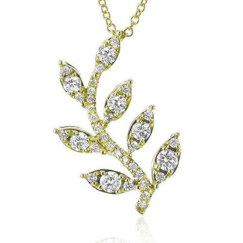 Leaf Pendant Necklace in 18k Gold with Diamonds LP4601 WHITE 18K X