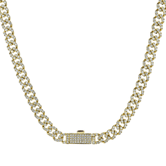 Simon G. Fashion Lock Necklace in 14k Gold with Diamonds CN140 WHITE 14K X YELLOW