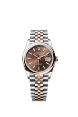 Rolex Oyster Perpetual Datejust 36 in Oystersteel and Everose gold features a chocolate dial and a Jubilee bracelet 126201-Chocolate