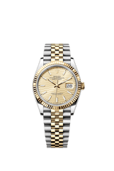 Rolex Oyster Perpetual Datejust 36 in Oystersteel and yellow gold features a golden, fluted-motif dial and a Jubilee bracelet 126233-Golden