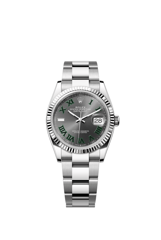 Rolex Oyster Perpetual Datejust 36 in Oystersteel and white gold features a slate dial and an Oyster bracelet 126234-Slate