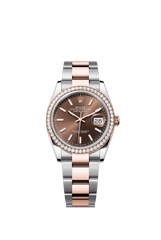 Rolex Oyster Perpetual Datejust 36 in Oystersteel and Everose gold features a chocolate dial and an Oyster bracelet 126281RBR-Choclate