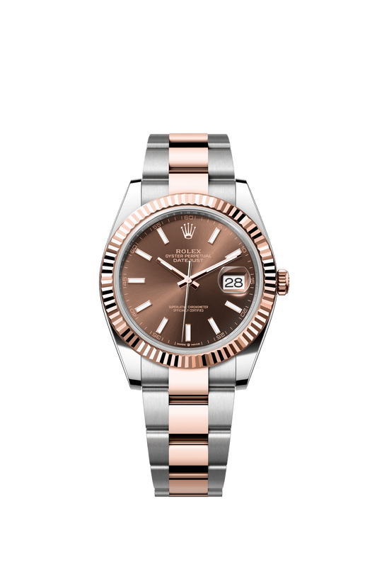 Rolex Oyster Perpetual Datejust 41 in Oystersteel and Everose gold features a chocolate dial and an Oyster bracelet 126331-Chocolate