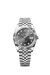 Rolex Oyster Perpetual Datejust 41 in Oystersteel and white gold features a slate, diamond-set dial and a Jubilee bracelet 126334-Slate