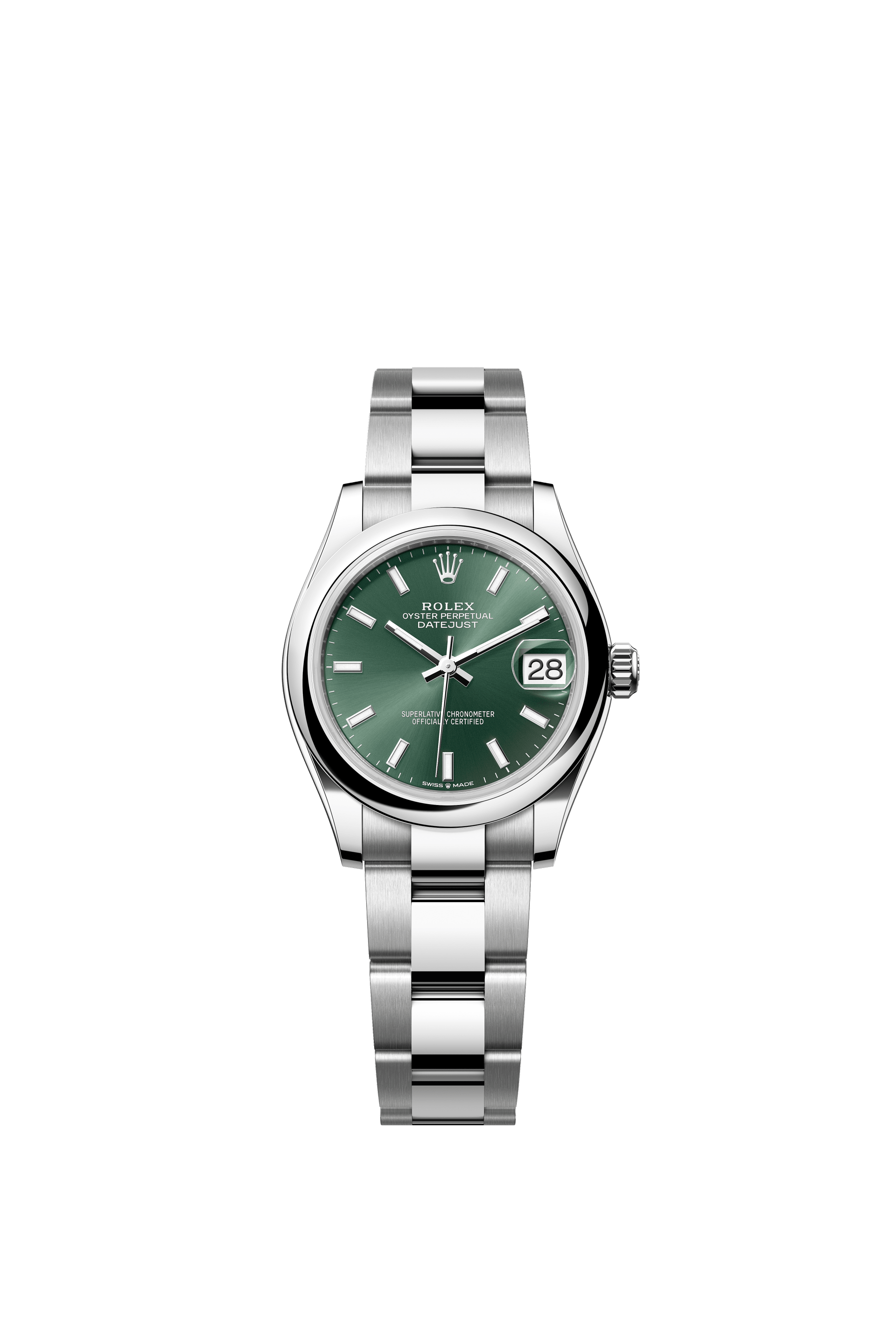 Rolex Oyster Perpetual Datejust 31 in Oystersteel features a mint green dial and an Oyster bracelet 278240-Green