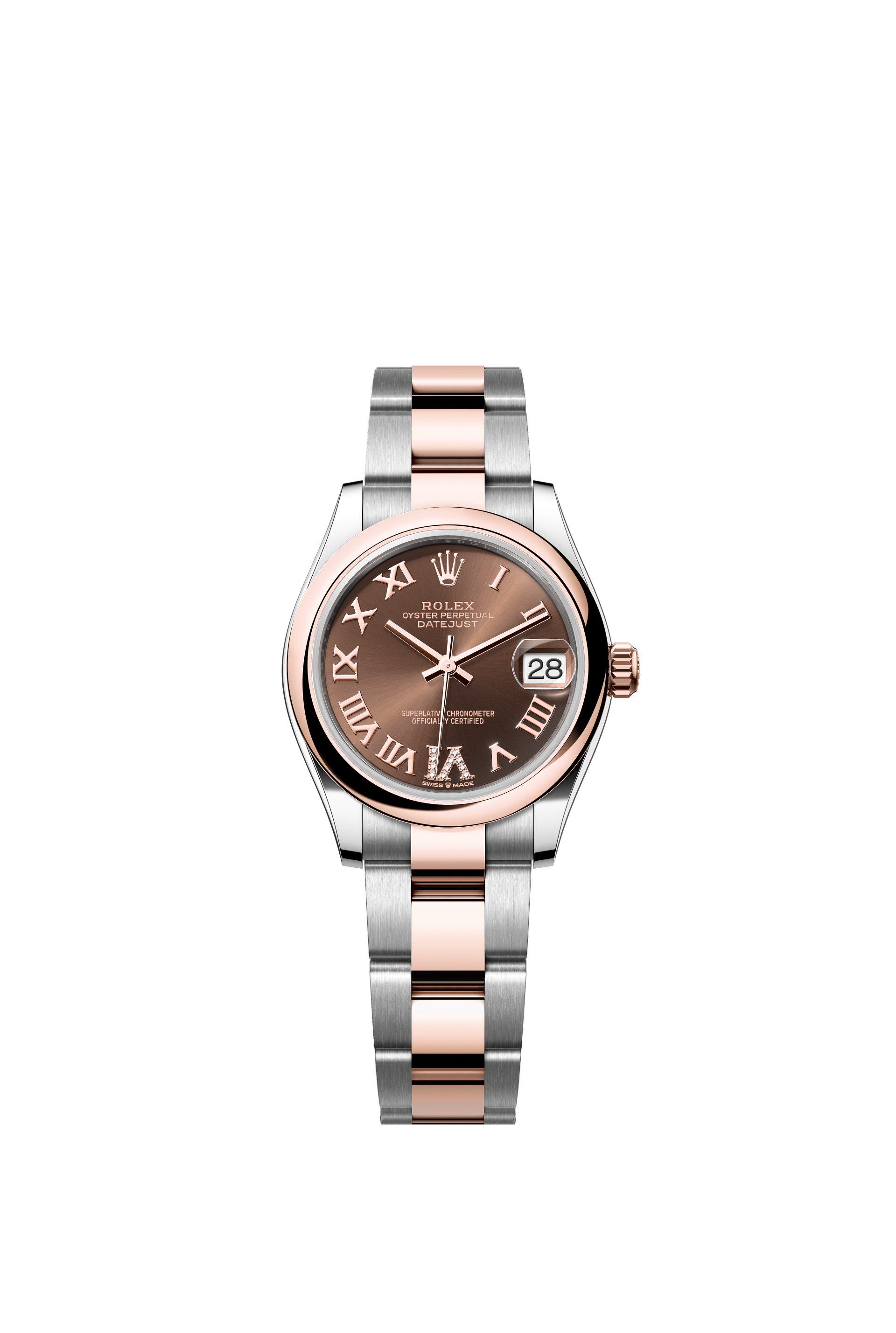 Rolex Oyster Perpetual Datejust 31 in Oystersteel and Everose gold features a chocolate, diamond-set dial and an Oyster bracelet 278241-Chocolate