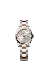 Rolex Oyster Perpetual Datejust 31 in Oystersteel and Everose gold features a silver, diamond-set dial and an Oyster bracelet 278241-Silver