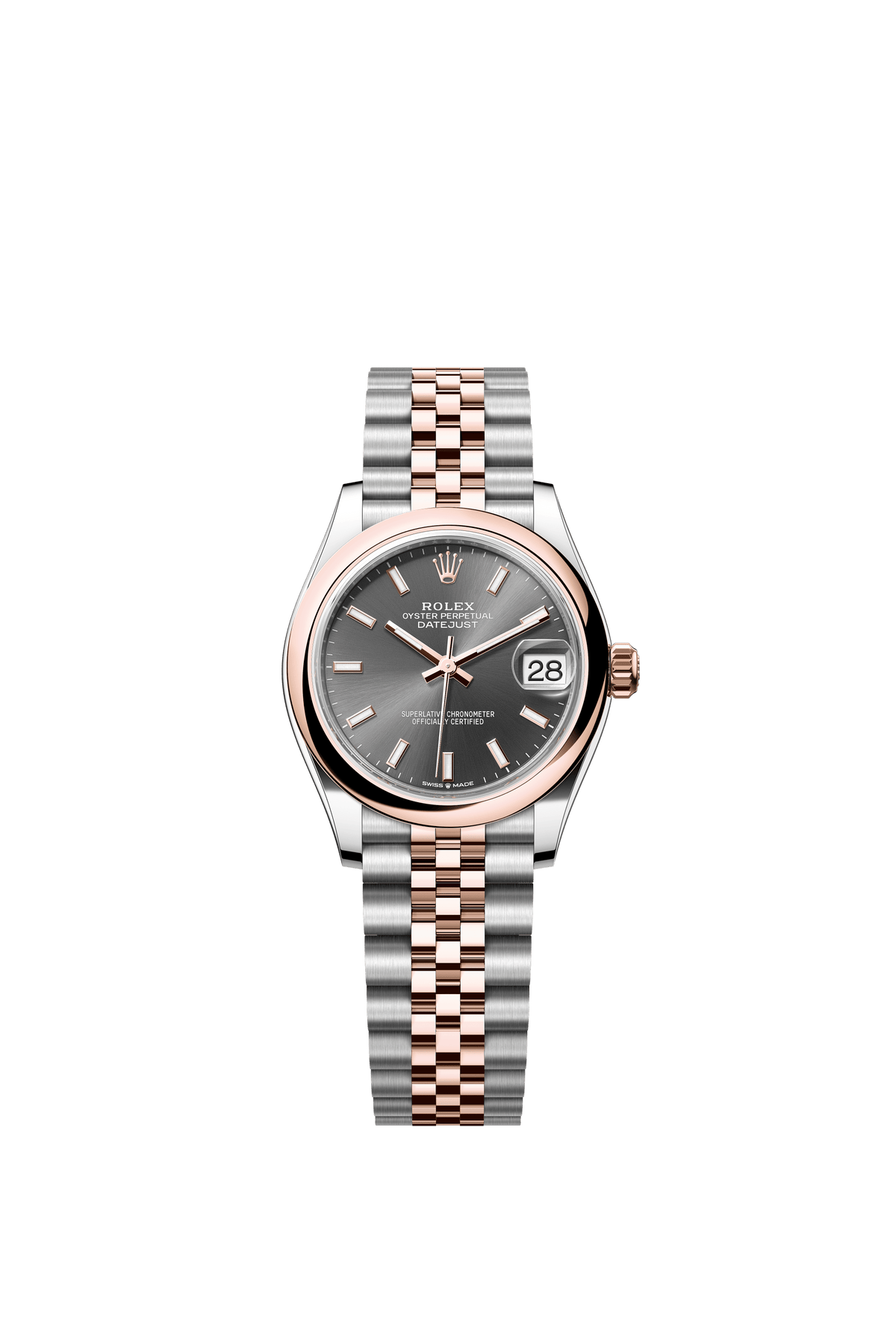 Rolex Oyster Perpetual Datejust 31 in Oystersteel and Everose gold features a slate dial and a Jubilee bracelet 278241-Slate