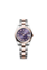 Rolex Oyster Perpetual Datejust 31 in Oystersteel and Everose gold features an aubergine, diamond-set dial and an Oyster bracelet 278241-Aubergine