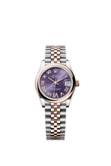 Rolex Oyster Perpetual Datejust 31 in Oystersteel and Everose gold features an aubergine, diamond-set dial and a Jubilee bracelet 278241-Aubergine 1