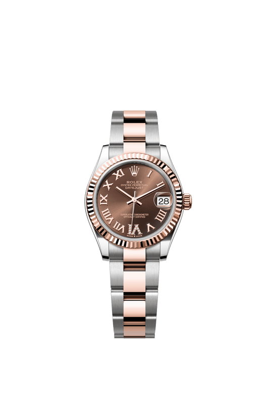 Rolex Oyster Perpetual Datejust 31 in Oystersteel and Everose gold features a chocolate, diamond-set dial and an Oyster bracelet 278271-Chocolate 1