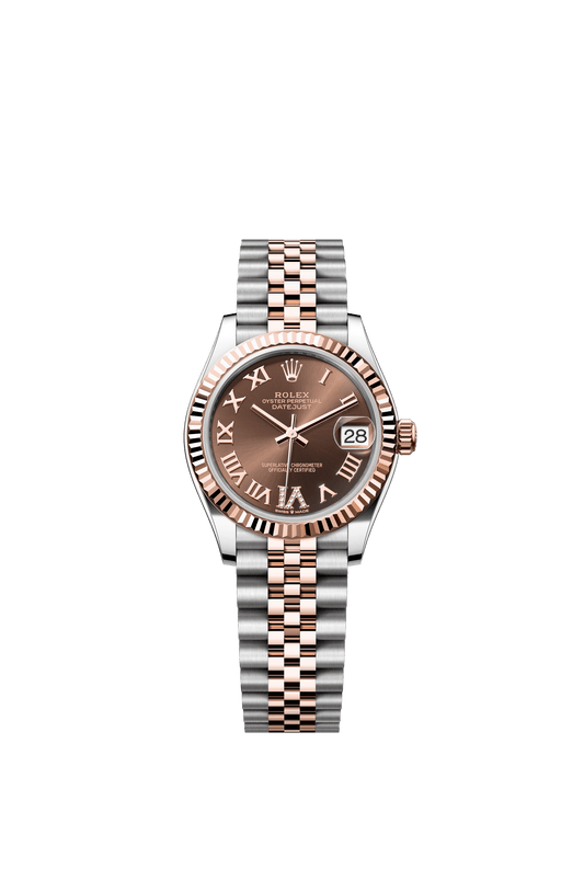 Rolex Oyster Perpetual Datejust 31 in Oystersteel and Everose gold features a chocolate, diamond-set dial and a Jubilee bracelet 278271-Chocolate 2