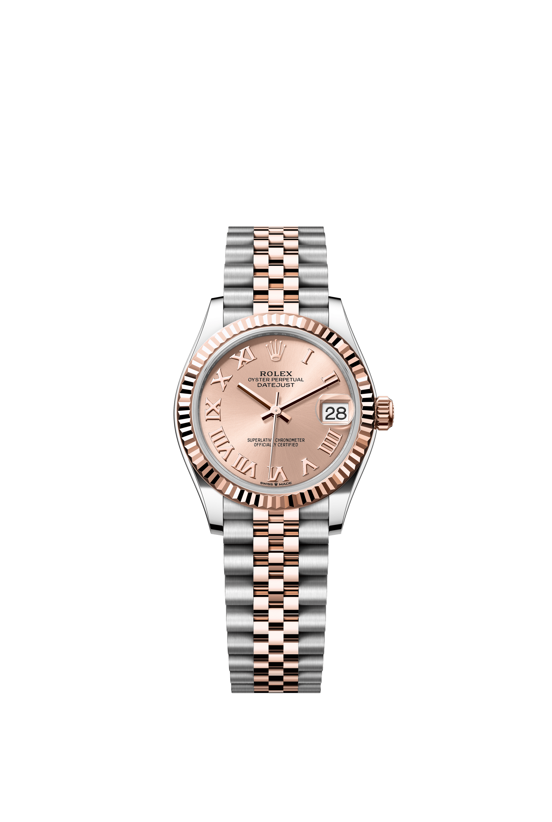 Rolex Oyster Perpetual Datejust 31 in Oystersteel and Everose gold features a rosé-colour dial and a Jubilee bracelet 278271-Rose Gold