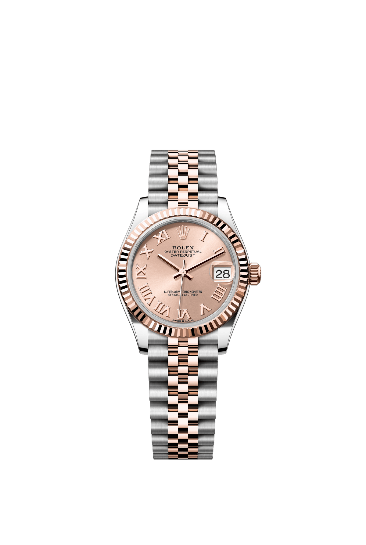 Rolex Oyster Perpetual Datejust 31 in Oystersteel and Everose gold features a rosé-colour dial and a Jubilee bracelet 278271-Rose Gold