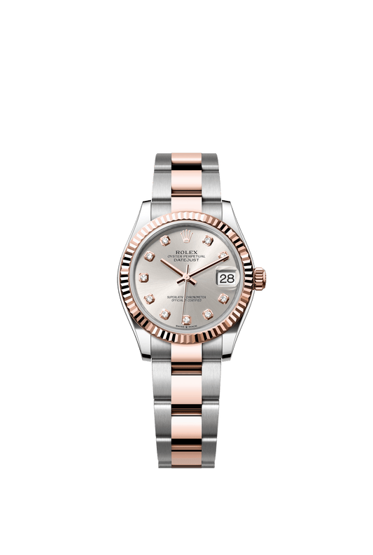 Rolex Oyster Perpetual Datejust 31 in Oystersteel and Everose gold features a silver, diamond-set dial and an Oyster bracelet 278271-Silver 1