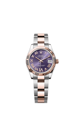 Rolex Oyster Perpetual Datejust 31 in Oystersteel and Everose gold features an aubergine, diamond-set dial and an Oyster bracelet 278271-Aubergine