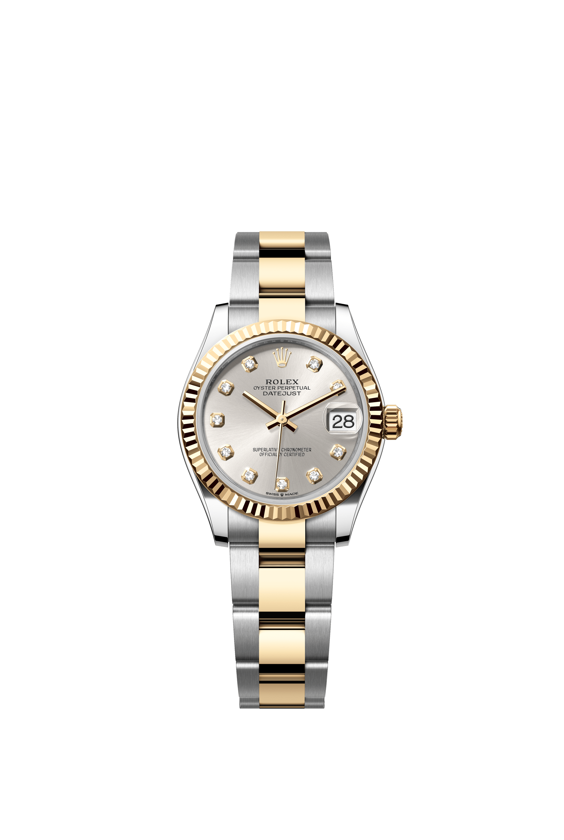 Rolex Oyster Perpetual Datejust 31 in Oystersteel and yellow gold features a silver, diamond-set dial and an Oyster bracelet 278273-Silver