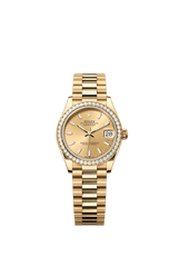 Rolex Oyster Perpetual Datejust 31 in 18 ct yellow gold features a champagne-colour dial and a President bracelet 278288RBR-Champagne 1