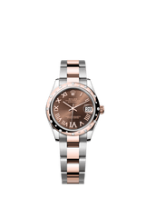 Rolex Oyster Perpetual Datejust 31 in Oystersteel and Everose gold features a chocolate, diamond-set dial and an Oyster bracelet 278341RBR-Chocolate