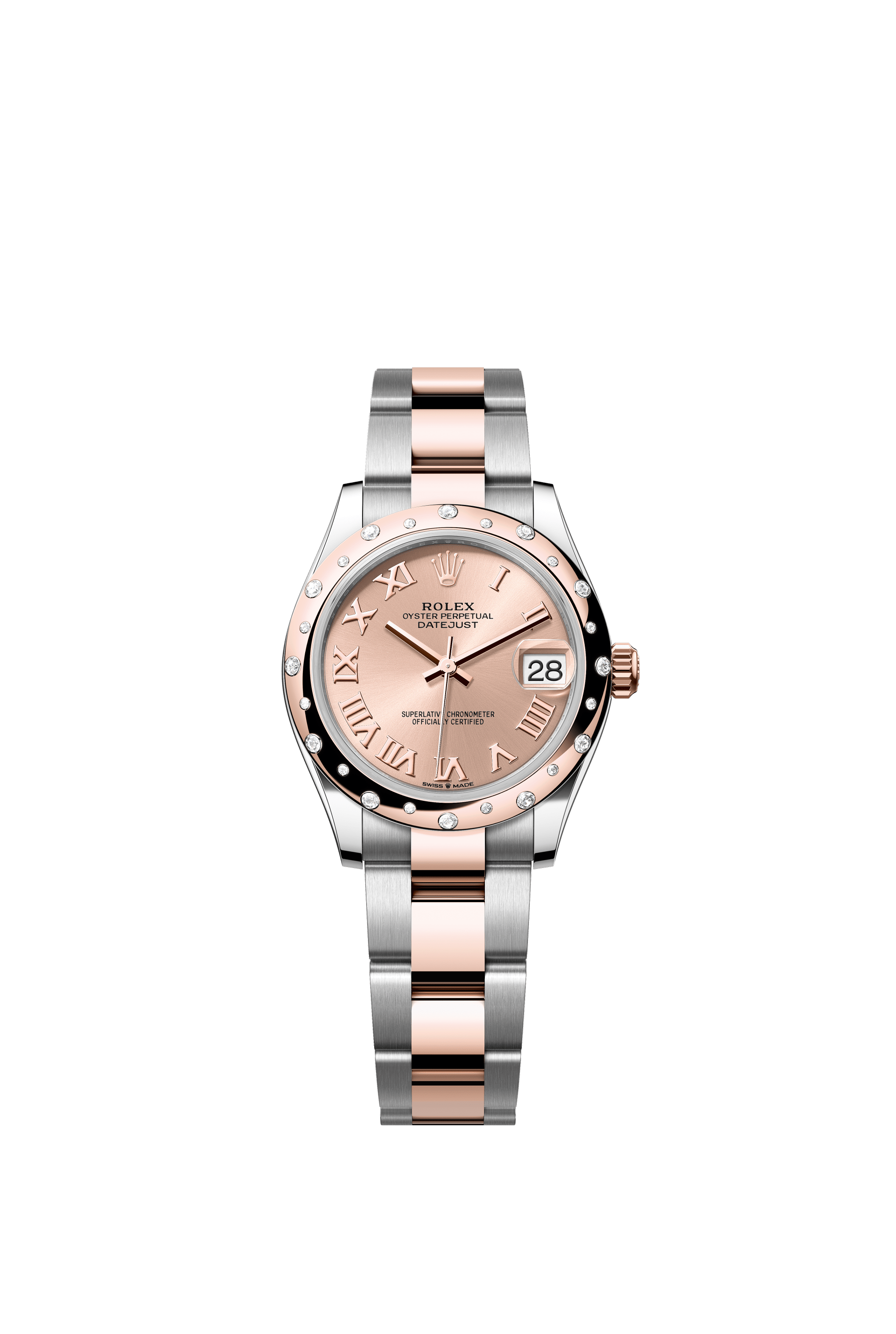 Rolex Oyster Perpetual Datejust 31 in Oystersteel and Everose gold features a rosé-colour dial and an Oyster bracelet. 278341RBR-Rose Gold