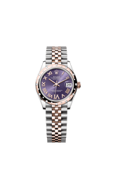 Rolex Oyster Perpetual Datejust 31 in Oystersteel and Everose gold features an aubergine, diamond-set dial and a Jubilee bracelet 278341RBR-Aubergine