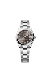 Rolex Oyster Perpetual Datejust 31 in Oystersteel and white gold features a dark grey, diamond-set dial and an Oyster bracelet 278344RBR-Grey 1