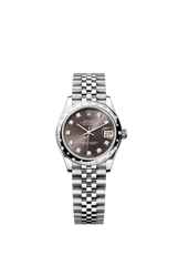 Rolex Oyster Perpetual Datejust 31 in Oystersteel and white gold features a dark grey, diamond-set dial and a Jubilee bracelet 278344RBR-Grey 2