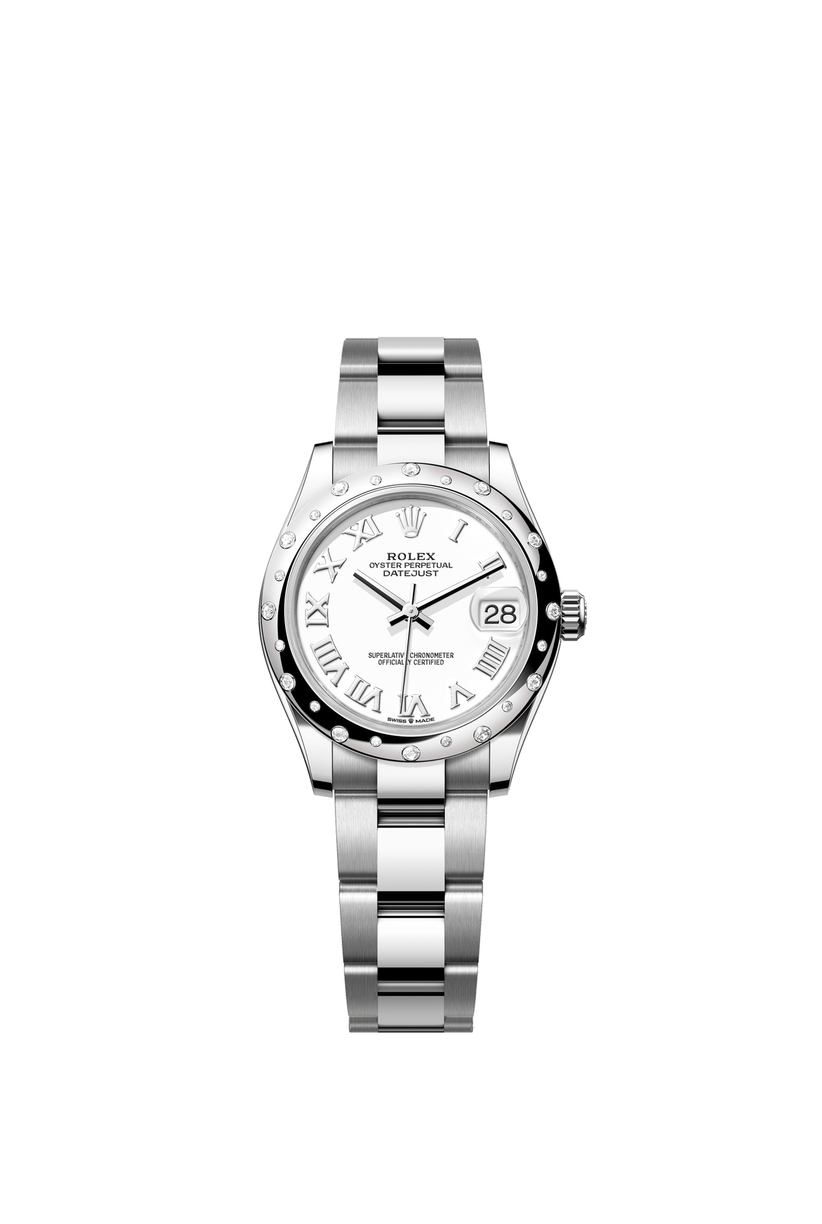 Rolex Oyster Perpetual Datejust 31 in Oystersteel and white gold features a white dial and an Oyster bracelet 278344RBR-White