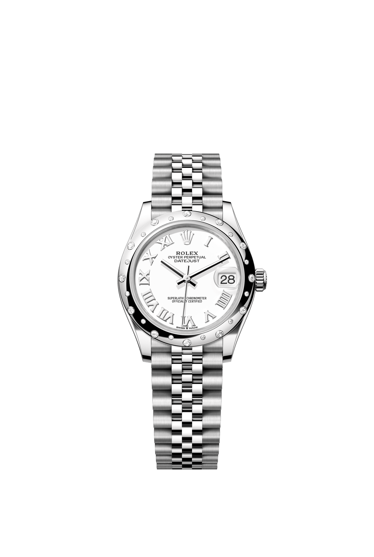 Rolex Oyster Perpetual Datejust 31 in Oystersteel and white gold features a white dial and a Jubilee bracelet 278344RBR-White 1